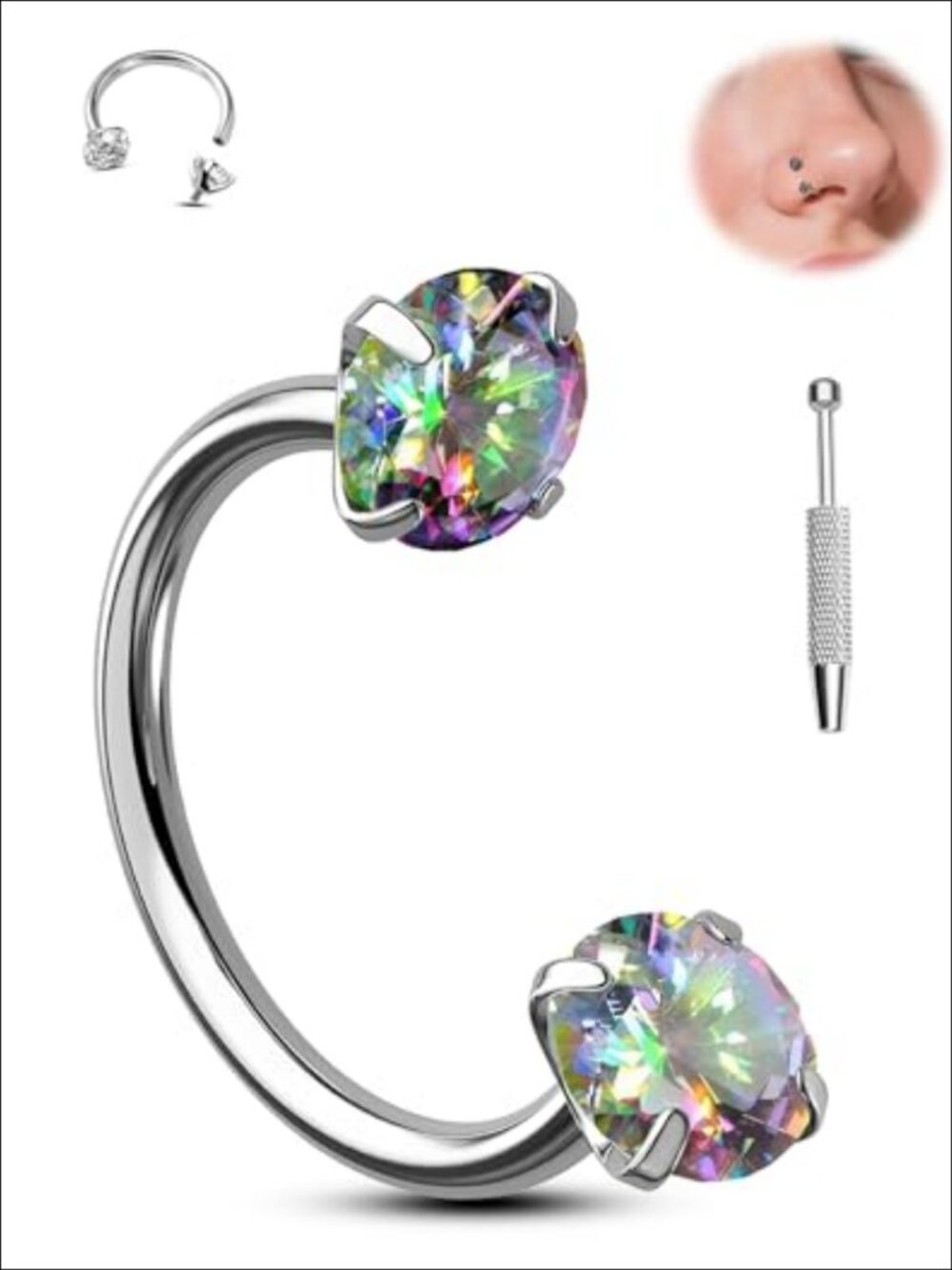 Titanium Horseshoe Nose Ring 18G Internally Threaded Piercing Jewelry